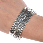 6.875 Mike Thompson Navajo Sterling hand Chiseled/stamped cuff bracelet - Estate Fresh Austin