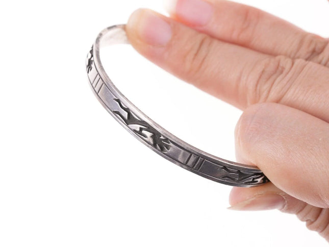6.875 Native American Overlay sterling bracelet - Estate Fresh Austin