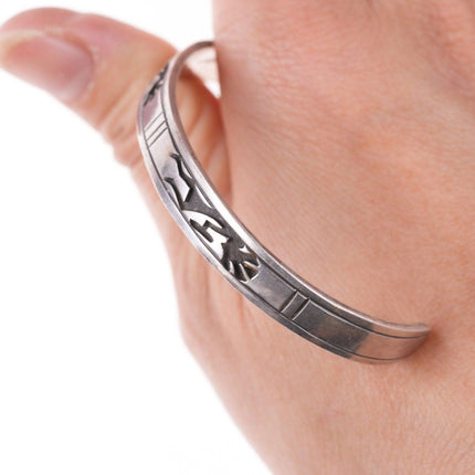 6 7/8" Native American Overlay sterling bracelet - Estate Fresh Austin