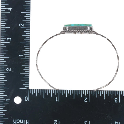6.875 Nice Vintage Hand chiseled sterling high grade turquoise cuff bracelet - Estate Fresh Austin