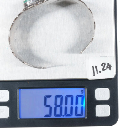 6.875 Nice Vintage Hand chiseled sterling high grade turquoise cuff bracelet - Estate Fresh Austin