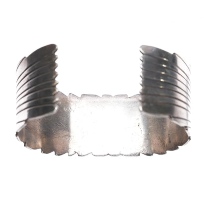 6.875 Nice Vintage Hand chiseled sterling high grade turquoise cuff bracelet - Estate Fresh Austin