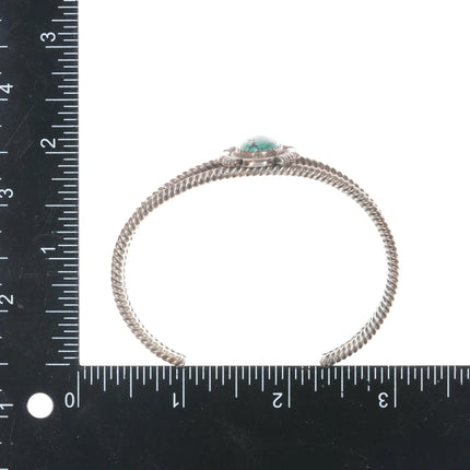 6.875 Ray Bennett Navajo Sterling twisted wire cuff bracelet with turquoise - Estate Fresh Austin