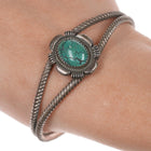 6.875 Ray Bennett Navajo Sterling twisted wire cuff bracelet with turquoise - Estate Fresh Austin