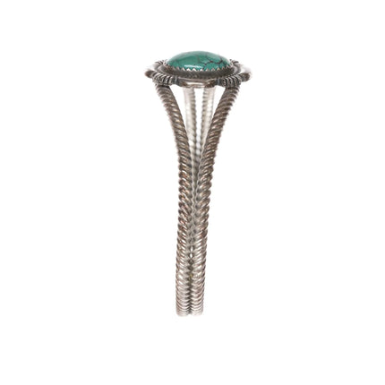 6.875 Ray Bennett Navajo Sterling twisted wire cuff bracelet with turquoise - Estate Fresh Austin