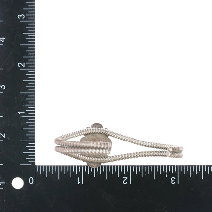 6.875 Ray Bennett Navajo Sterling twisted wire cuff bracelet with turquoise - Estate Fresh Austin