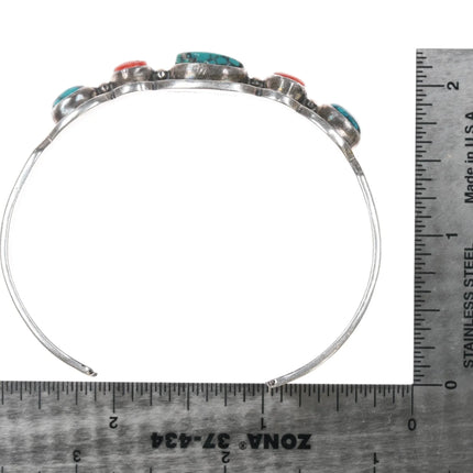 6.875 Rudy Willie Navajo sterling, turquoise, spiny oyster cuff bracelet - Estate Fresh Austin