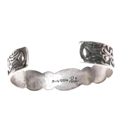 6.875 Rudy Willie Navajo sterling, turquoise, spiny oyster cuff bracelet - Estate Fresh Austin