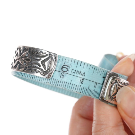6.875 Rudy Willie Navajo sterling, turquoise, spiny oyster cuff bracelet - Estate Fresh Austin