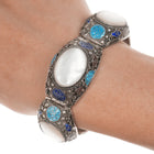 6.875 Vintage Chinese Silver enamel filigree Mother of pearl bracelet - Estate Fresh Austin