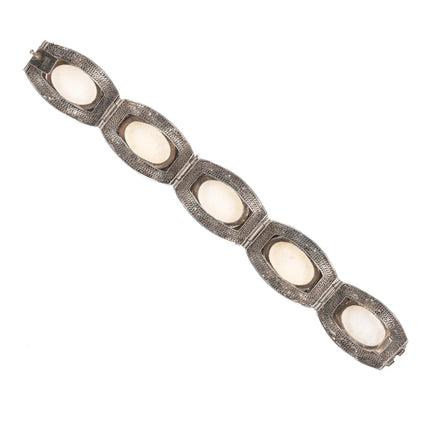 6.875 Vintage Chinese Silver enamel filigree Mother of pearl bracelet - Estate Fresh Austin
