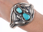 6.875 Vintage Navajo Mary S Lew Atkinson Trading post silver bracelet with turq - Estate Fresh Austin