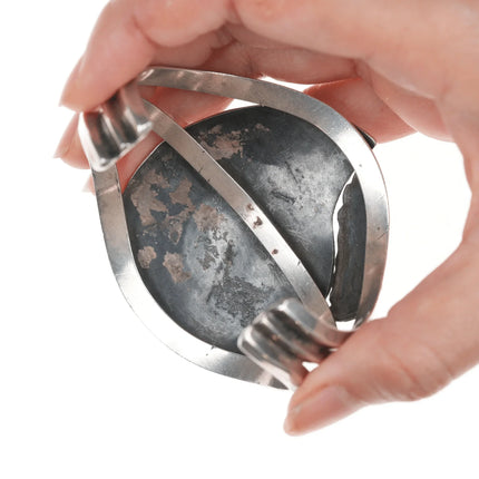 6.875 Vintage Navajo silver overlay turquoise cuff bracelet - Estate Fresh Austin