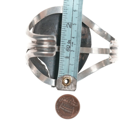 6.875 Vintage Navajo silver overlay turquoise cuff bracelet - Estate Fresh Austin