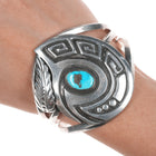 6.875 Vintage Navajo silver overlay turquoise cuff bracelet - Estate Fresh Austin