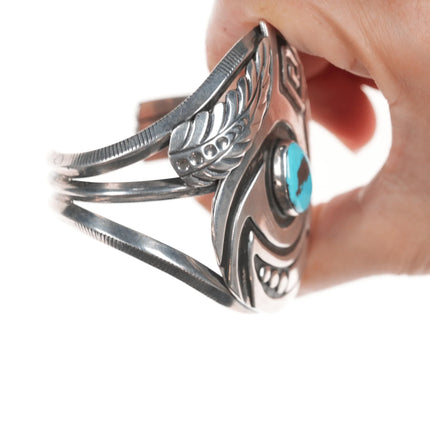 6.875 Vintage Navajo silver overlay turquoise cuff bracelet - Estate Fresh Austin