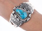 6.875 Vintage Navajo sterling and turquoise bracelet d - Estate Fresh Austin