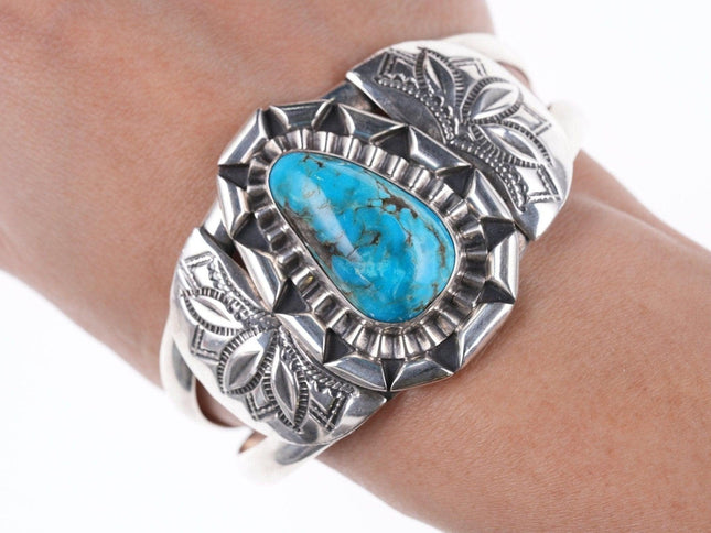 6 7/8" Vintage Navajo sterling and turquoise bracelet d - Estate Fresh Austin