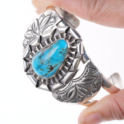 6.875 Vintage Navajo sterling and turquoise bracelet d - Estate Fresh Austin