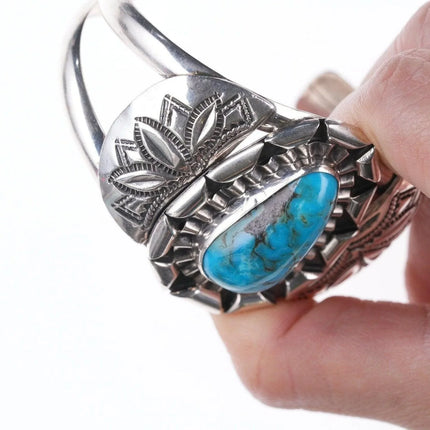 6.875 Vintage Navajo sterling and turquoise bracelet d - Estate Fresh Austin