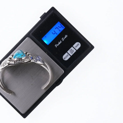 6.875 Vintage Navajo sterling and turquoise bracelet d - Estate Fresh Austin