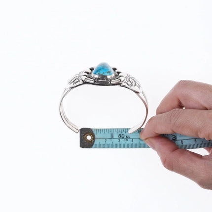 6.875 Vintage Navajo sterling and turquoise bracelet d - Estate Fresh Austin