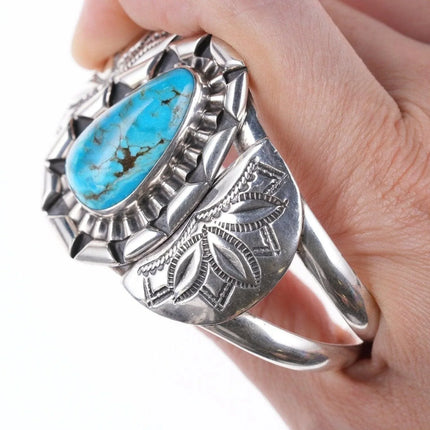 6.875 Vintage Navajo sterling and turquoise bracelet d - Estate Fresh Austin