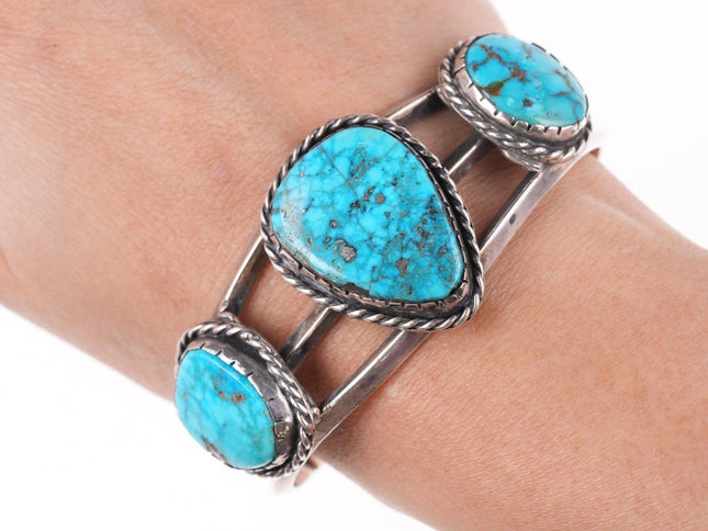 6 7/8" Vintage Navajo sterling and turquoise bracelet x - Estate Fresh Austin