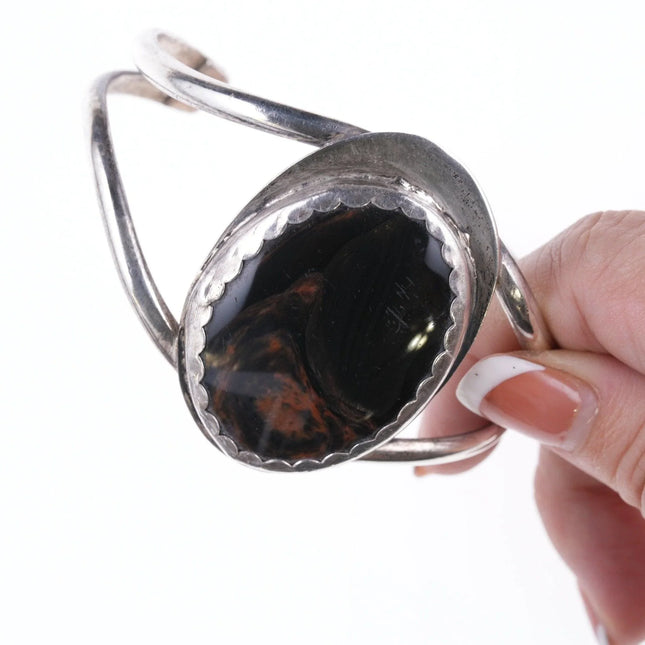 6.875 Vintage Southwestern sterling and agate bracelet - Estate Fresh Austin