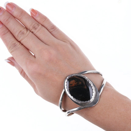 6.875 Vintage Southwestern sterling and agate bracelet - Estate Fresh Austin