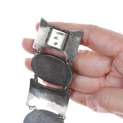 6.875 Vintage Taxco Sterling and carved onyx bracelet - Estate Fresh Austin