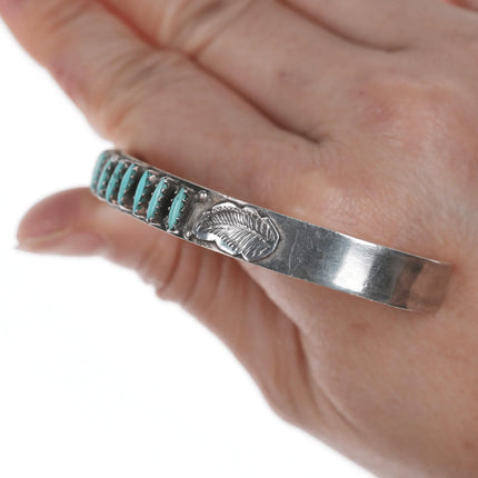 6.875 Wyaco Zuni needlepoint turquoise silver bracelet - Estate Fresh Austin