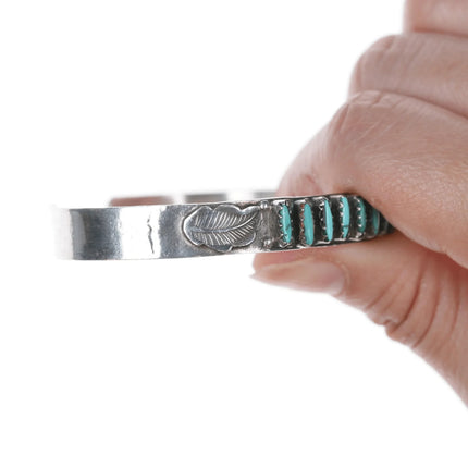6.875 Wyaco Zuni needlepoint turquoise silver bracelet - Estate Fresh Austin