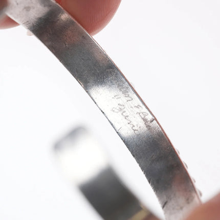 6.875 Wyaco Zuni needlepoint turquoise silver bracelet - Estate Fresh Austin