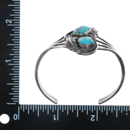 6" Albert Yazzie Navajo silver and turquoise cuff bracelet - Estate Fresh Austin