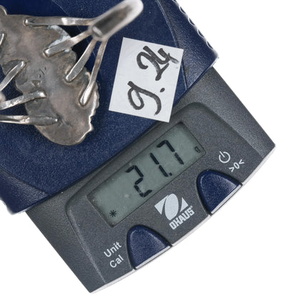 6" Albert Yazzie Navajo silver and turquoise cuff bracelet - Estate Fresh Austin