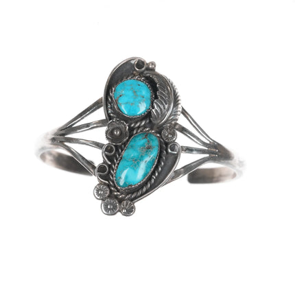 6" Albert Yazzie Navajo silver and turquoise cuff bracelet - Estate Fresh Austin