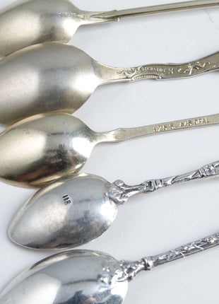 6 Antique Guilloche Silver Enamel Demitasse Spoons - Estate Fresh Austin