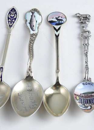 6 Antique Guilloche Silver Enamel Demitasse Spoons - Estate Fresh Austin