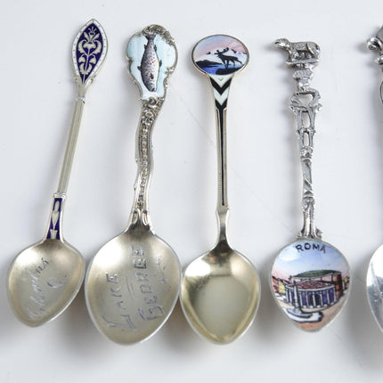 6 Antique Guilloche Silver Enamel Demitasse Spoons - Estate Fresh Austin