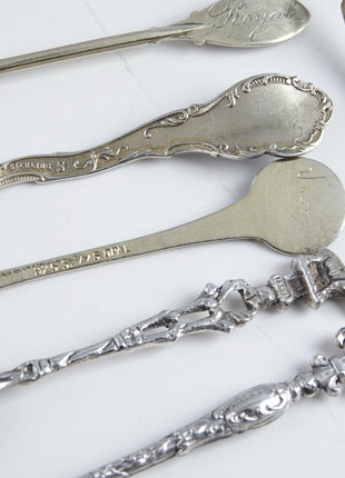 6 Antique Guilloche Silver Enamel Demitasse Spoons - Estate Fresh Austin