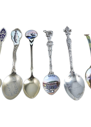 6 Antique Guilloche Silver Enamel Demitasse Spoons - Estate Fresh Austin