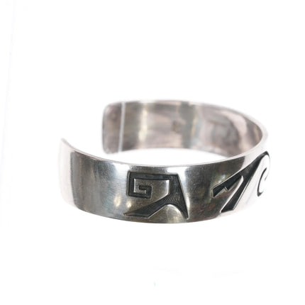 6" Bennett Kagenvema Hopi Silvercraft Guild Overlay cuff bracelet sterling - Estate Fresh Austin