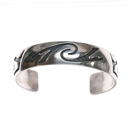 6" Bennett Kagenvema Hopi Silvercraft Guild Overlay cuff bracelet sterling - Estate Fresh Austin