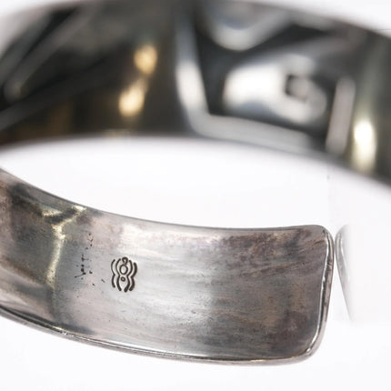 6" Bennett Kagenvema Hopi Silvercraft Guild Overlay cuff bracelet sterling - Estate Fresh Austin
