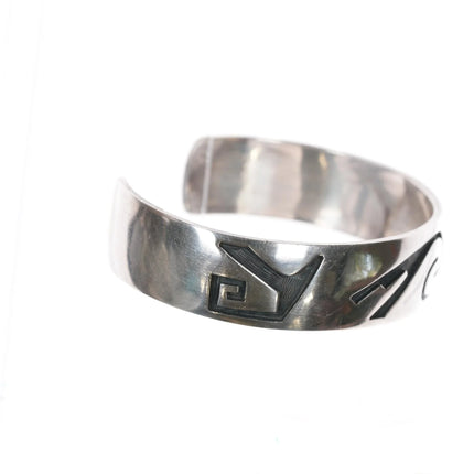 6" Bennett Kagenvema Hopi Silvercraft Guild Overlay cuff bracelet sterling - Estate Fresh Austin