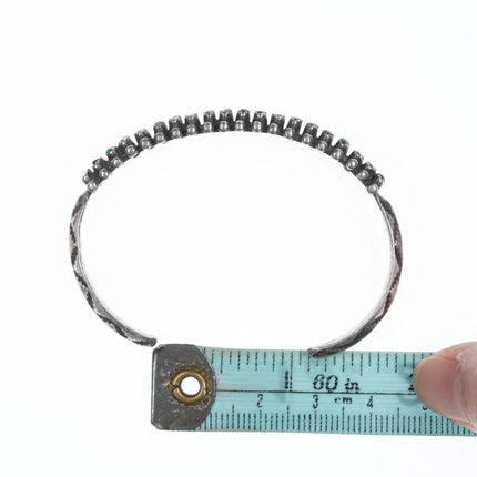 6" c1930's Zuni needlepoint turquoise stamped silver cuff bracelet - Estate Fresh Austin