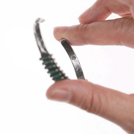 6" c1930's Zuni needlepoint turquoise stamped silver cuff bracelet - Estate Fresh Austin