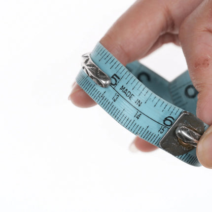 6" c1930's Zuni needlepoint turquoise stamped silver cuff bracelet - Estate Fresh Austin