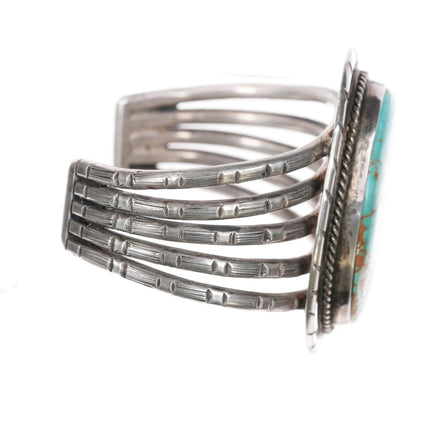 6" c1940's Large #8 Turquoise sterling native American cuff bracelet - Estate Fresh Austin